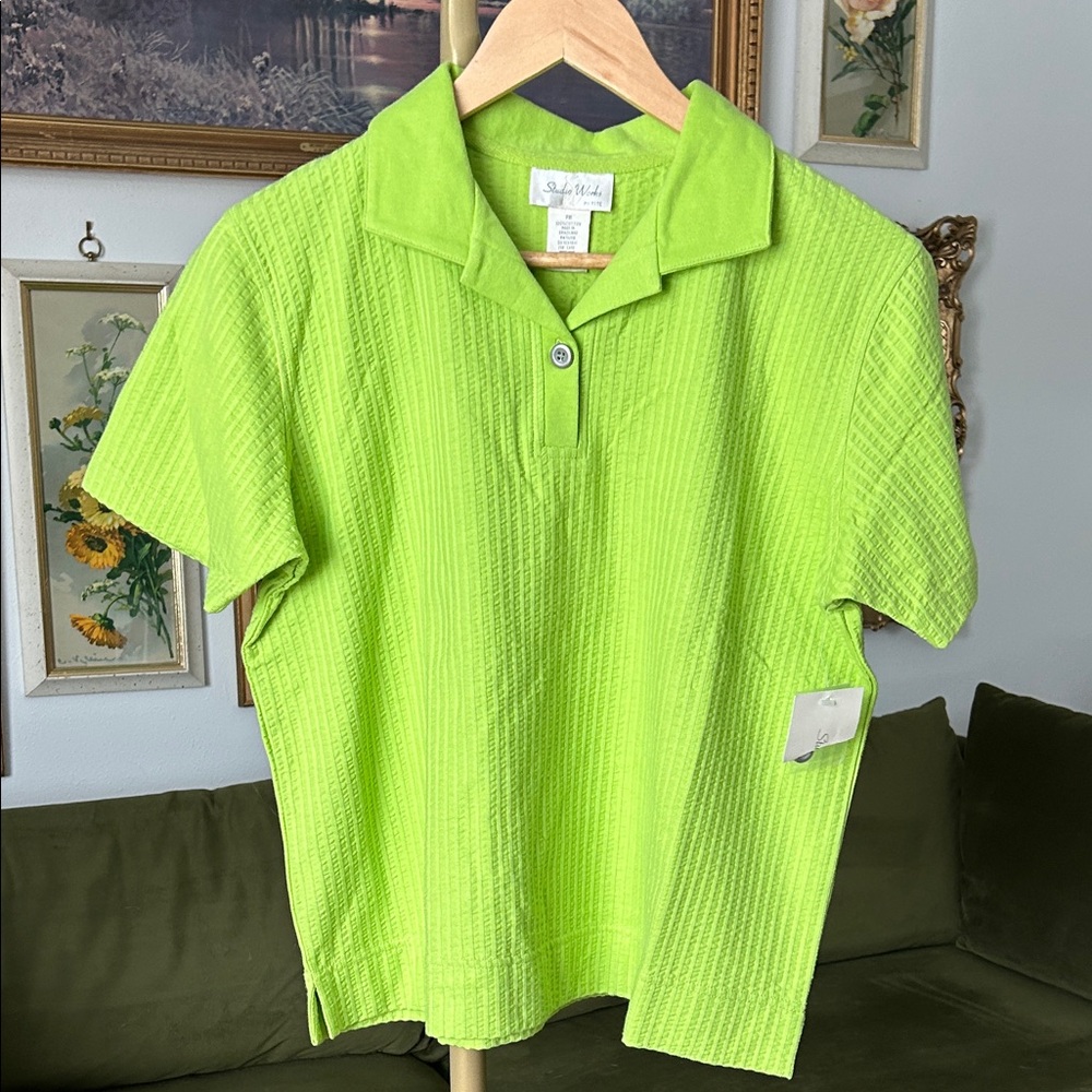 NWT Vintage Studio Works Lime Green Button Down Shirt